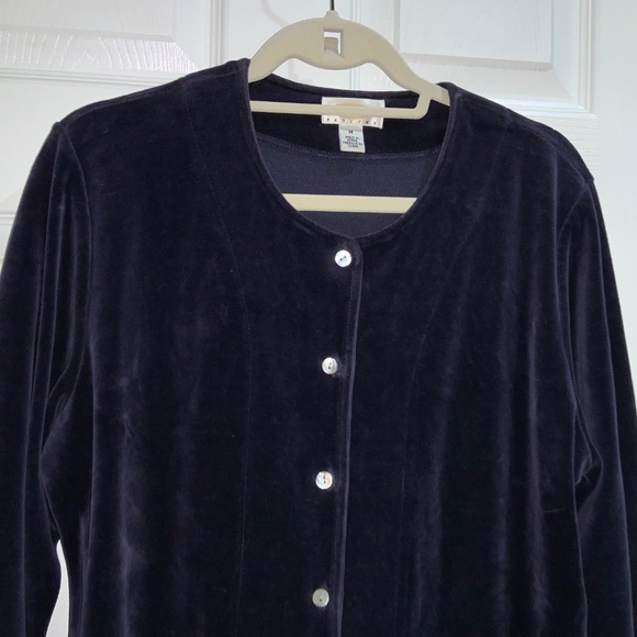 Talbots Petites cotton blend velour jacket Sz MP button front side vents vintage - Picture 3 of 8
